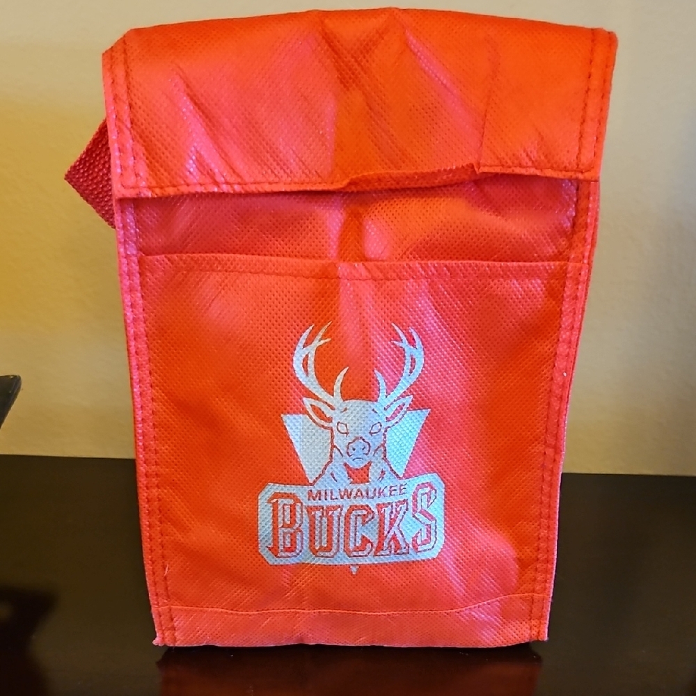 Milwaukee Bucks Red Lunch Bag 10" Height Promotional Item NBA Basketball